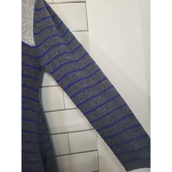 Philosophy Sweater Womens Medium Blue Gray Cashmere Striped Quiet Luxury Knit - Picture 2 of 6